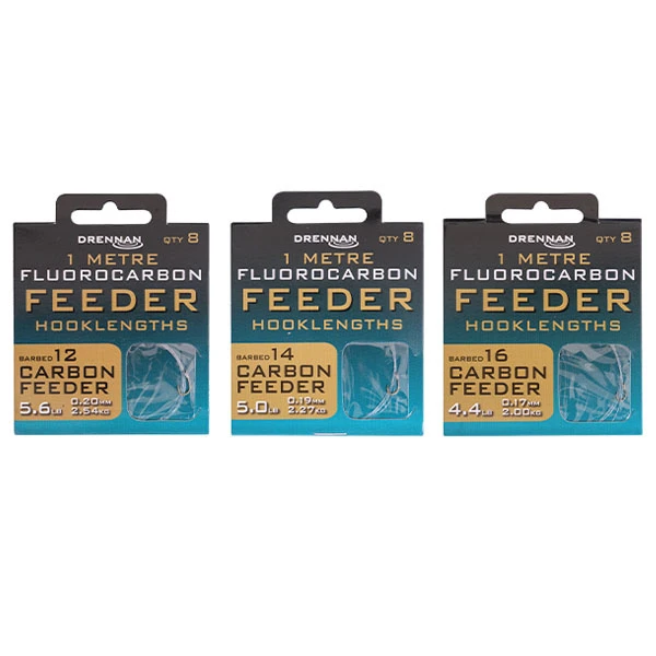 Drennan Fluorocarbon Carbon Feeder Hooklengths 3 Drennan Fluorocarbon Carbon Feeder Hooklengths